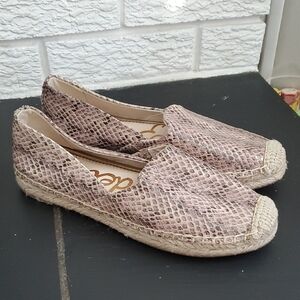 Sam Edelman Sesame Embossed Leather Kesia Snake-Print Spring Espadrilles Sz 6.5